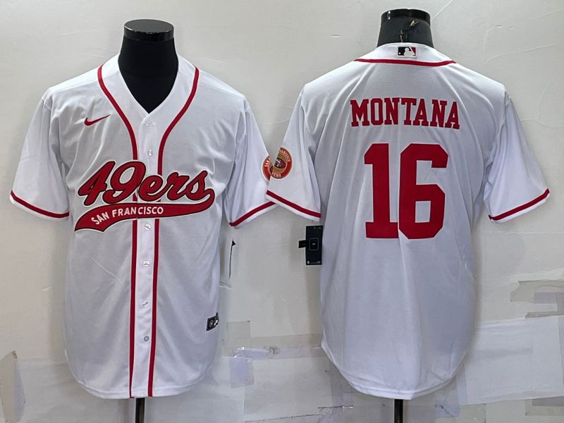 Men San Francisco 49ers #16 Montana White 2022 Nike Co branded NFL Jerseys
